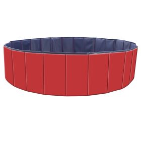 Foldable Pet Swimming Pool PVC Kiddie Baby Dog Swim Pool Bathing Tub Playmat Kids Pools (Option: 160cmPetSwimPool63InchRed)